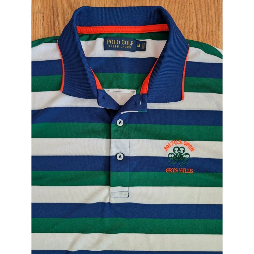Erin Hills Polo Golf Ralph Lauren Polo Shirt Striped Medium 2017 US Open USGA